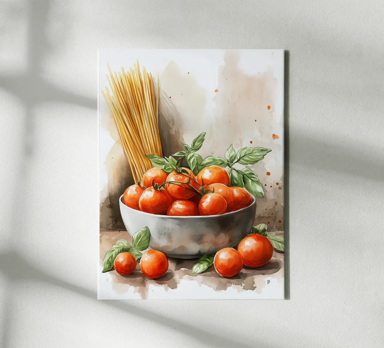 Tomatoes and spaghetti canvas with Floater frame by Spice & Style