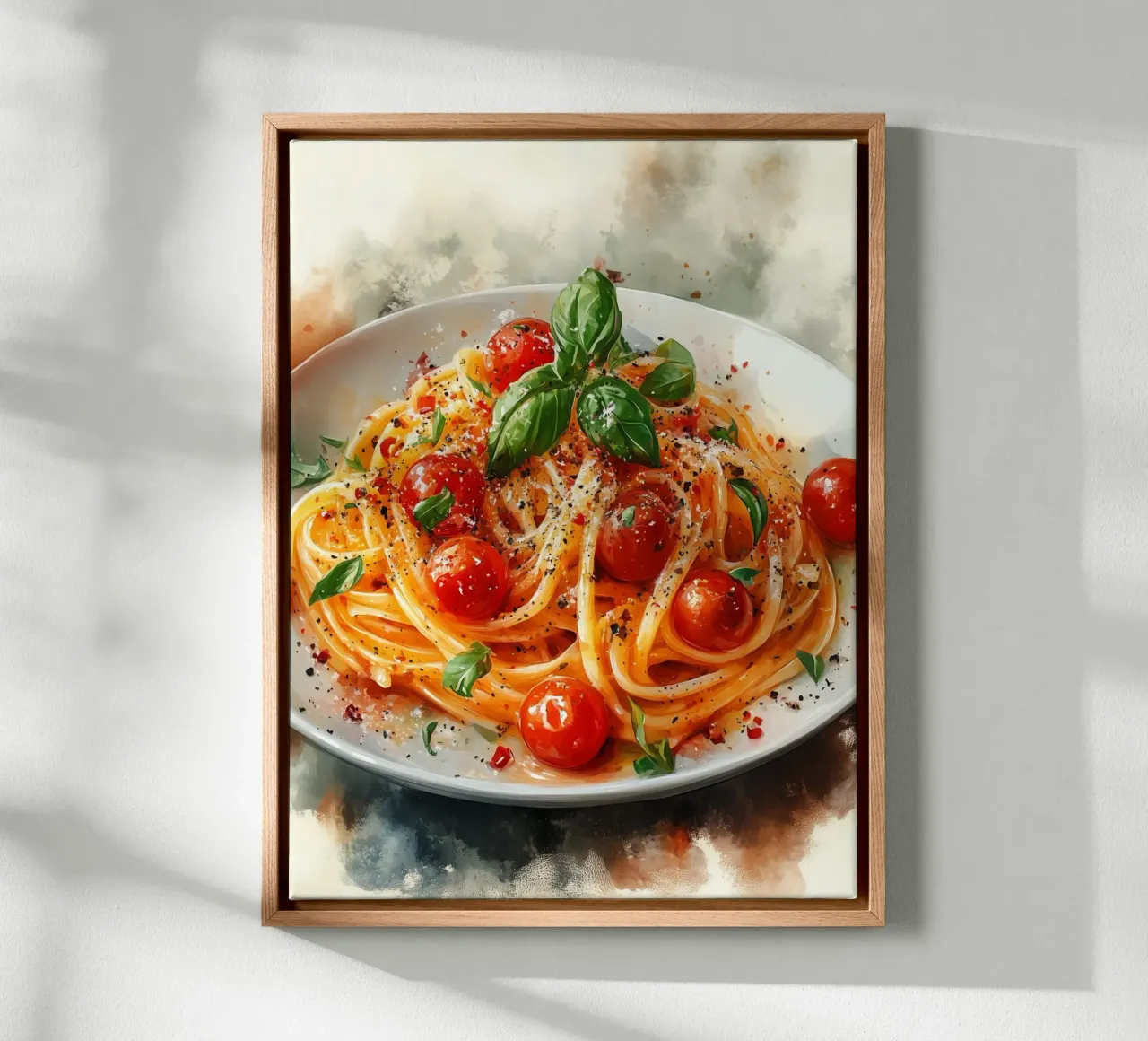 Spaghetti al pomodoro ciliegino e basilico tela da Spice & Style