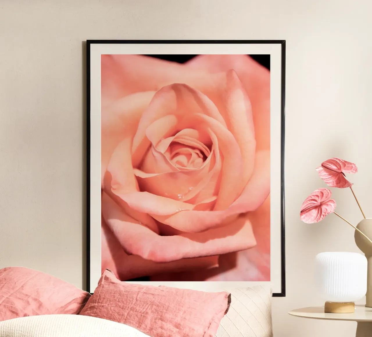 Rose flower no. 1 (close up) poster con telaio in alluminio da adrianooliveiraphoto