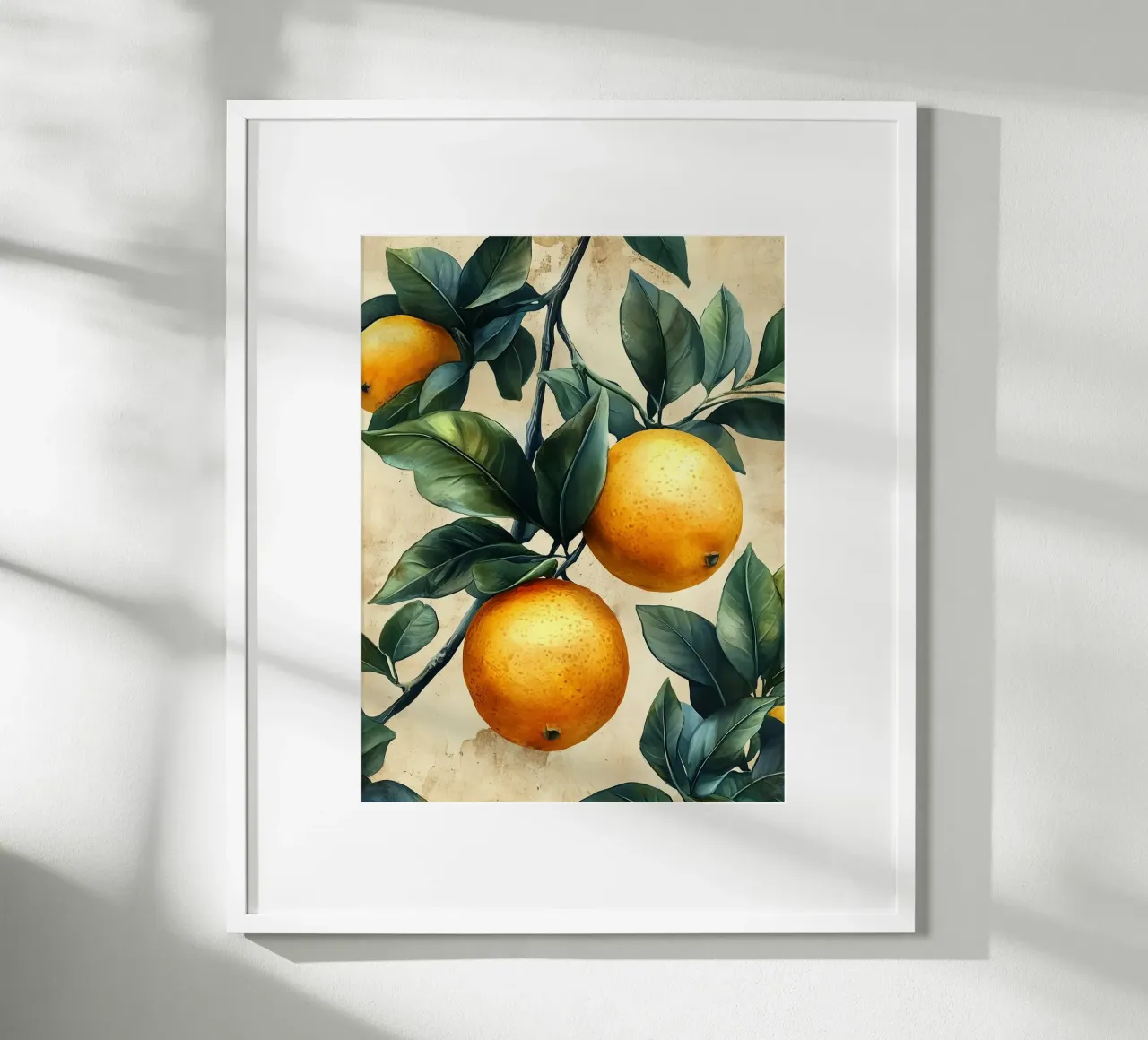 Arance e foglie poster con telaio in alluminio da Spice & Style