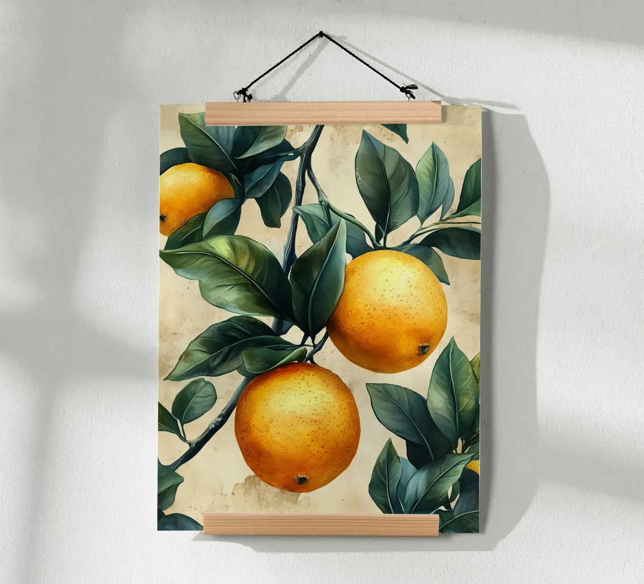 Arance e foglie poster con telaio in alluminio da Spice & Style