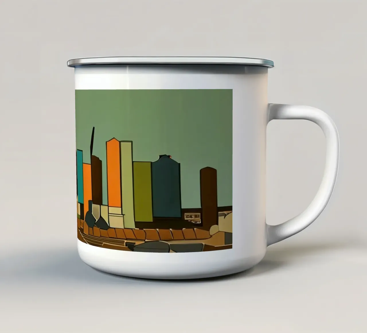 Skyline Francoforte sul Meno _1 tazza in smalto da Abstract Art by LK