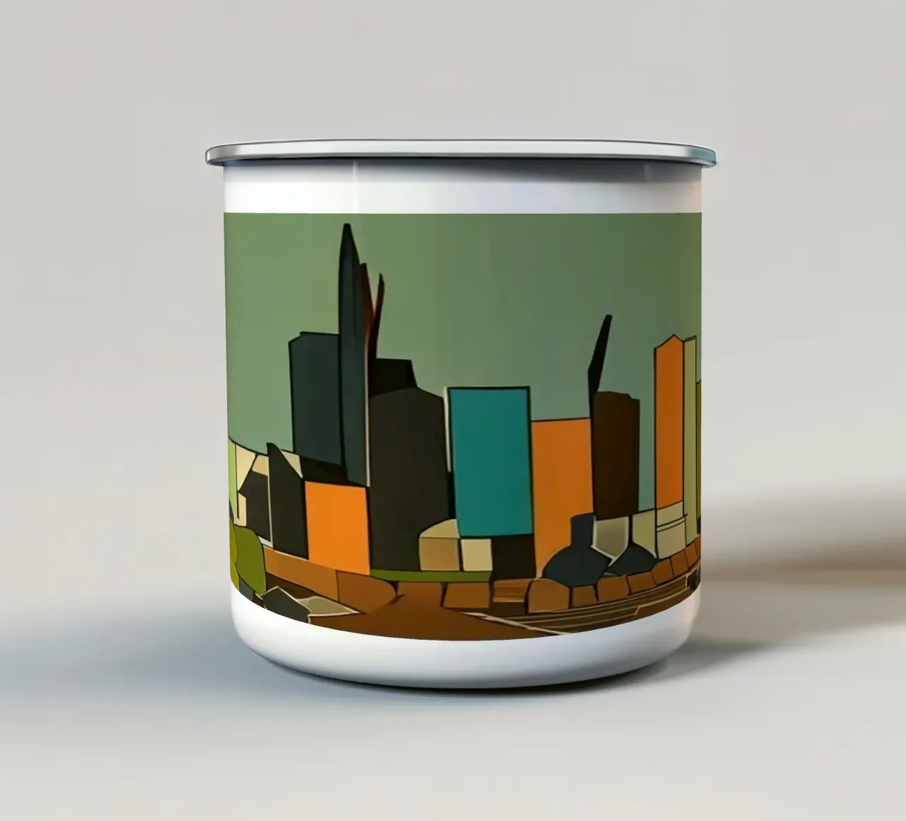 Skyline Francoforte sul Meno _1 tazza in smalto da Abstract Art by LK
