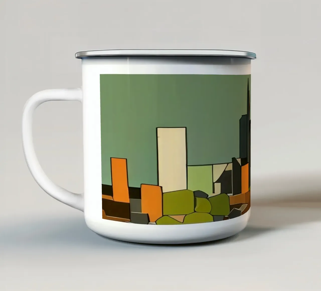 Skyline Francoforte sul Meno _1 tazza in smalto da Abstract Art by LK