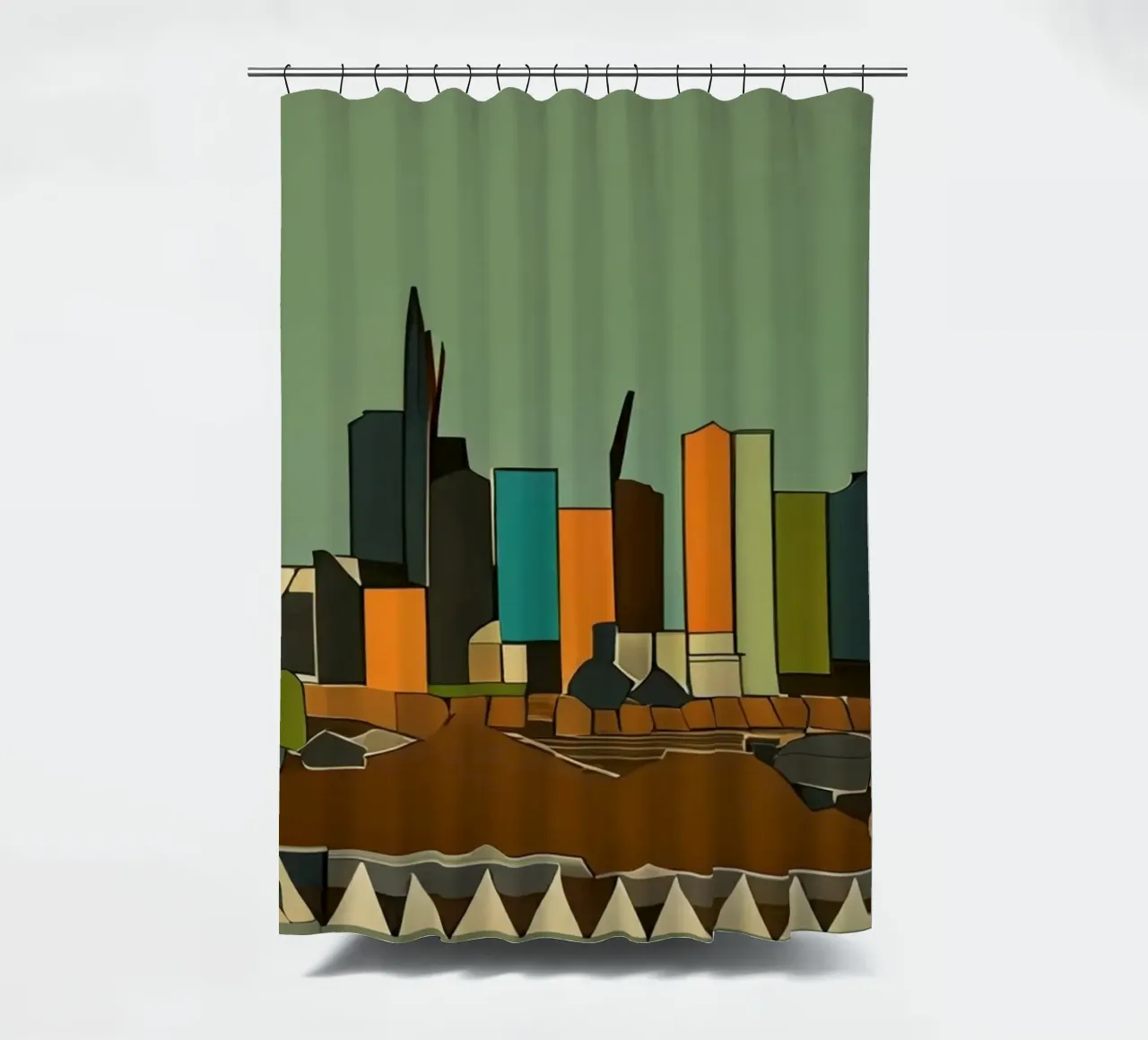 Skyline Francoforte sul Meno _1 tenda da doccia da Abstract Art by LK