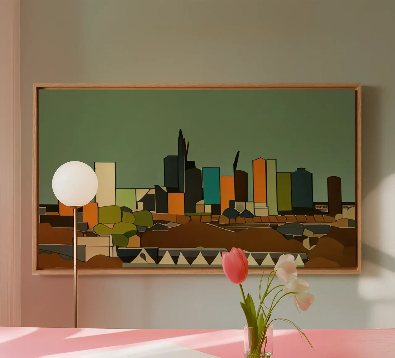 Skyline Francoforte sul Meno _1 tela con Cornice a cassetta da Abstract Art by LK