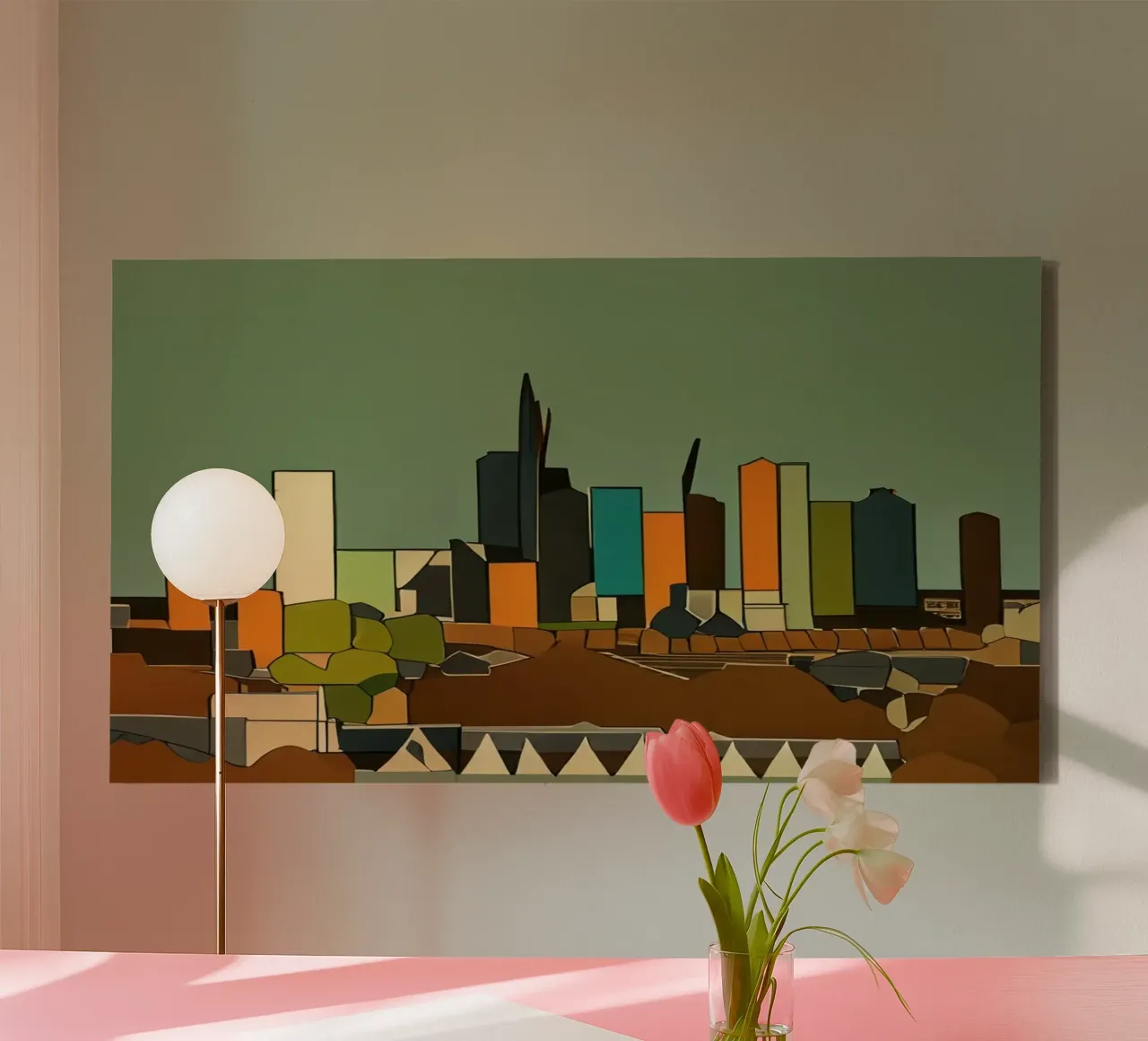 Skyline Francoforte sul Meno _1 tela con Cornice a cassetta da Abstract Art by LK