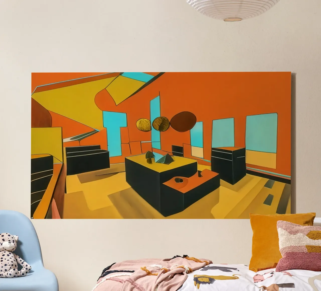 Mensa, cucina, sala comune tela con Cornice a cassetta da Abstract Art by LK