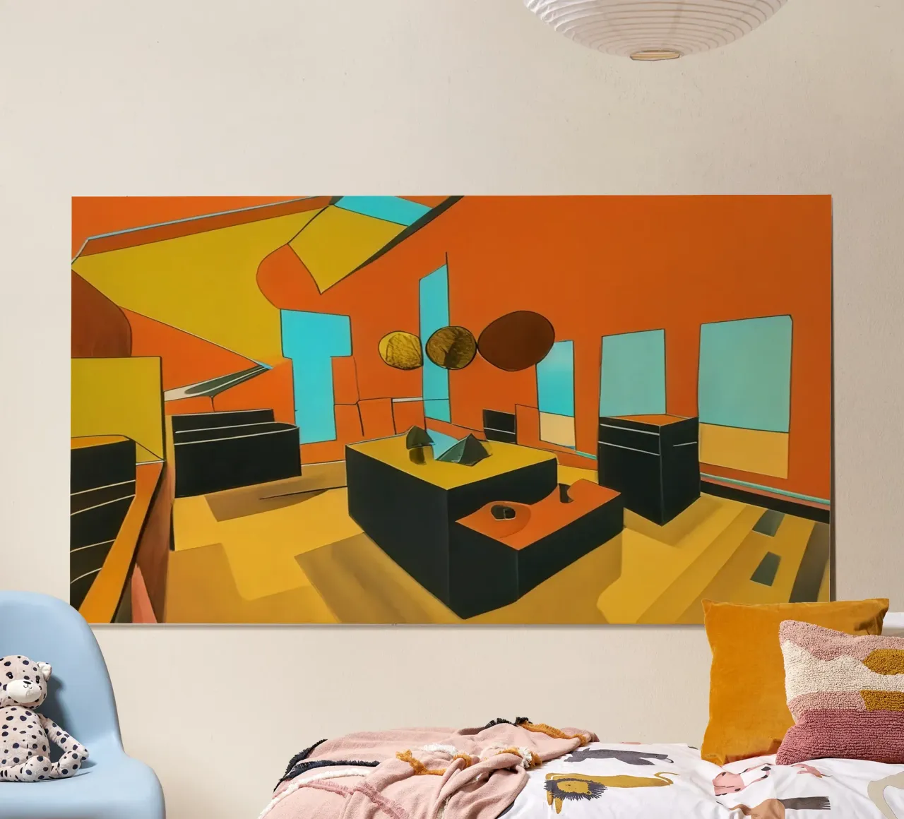 Mensa, cucina, sala comune poster con telaio in alluminio da Abstract Art by LK