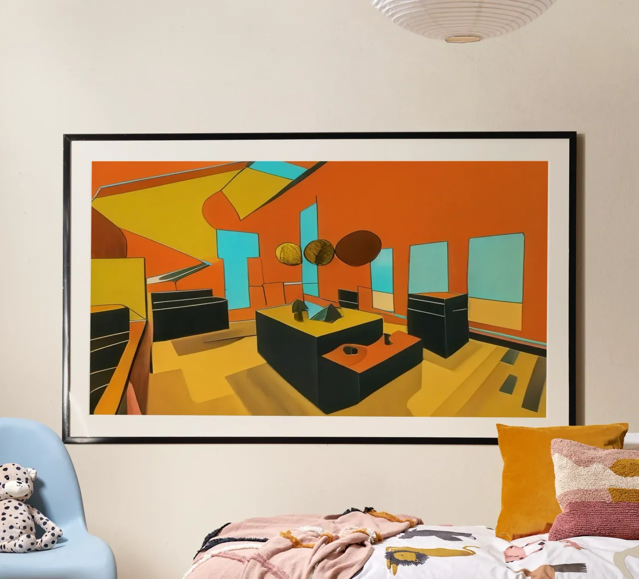 Mensa, cucina, sala comune poster con telaio in alluminio da Abstract Art by LK