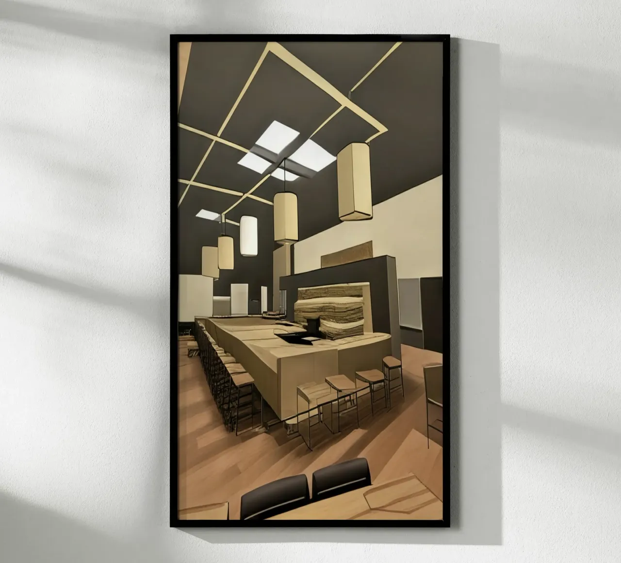 Bar, bancone, ristorante poster con telaio in legno da Abstract Art by LK