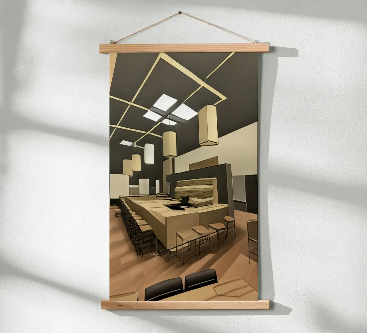 Bar, bancone, ristorante poster con telaio in legno da Abstract Art by LK