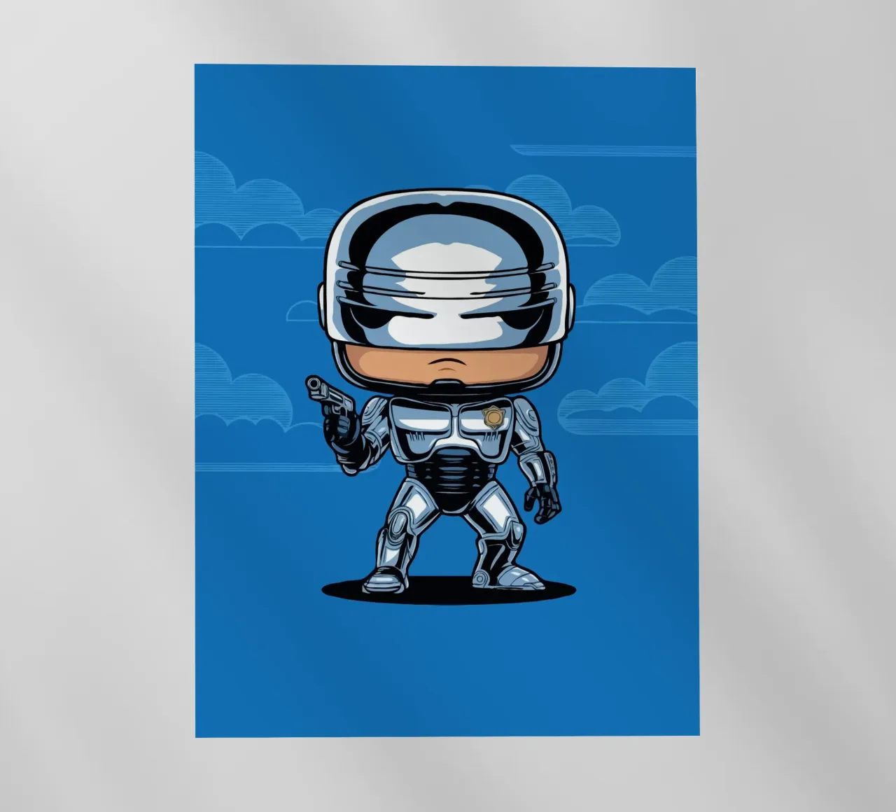cartoonish character in metallic armor pellicola backlit da ramosashop