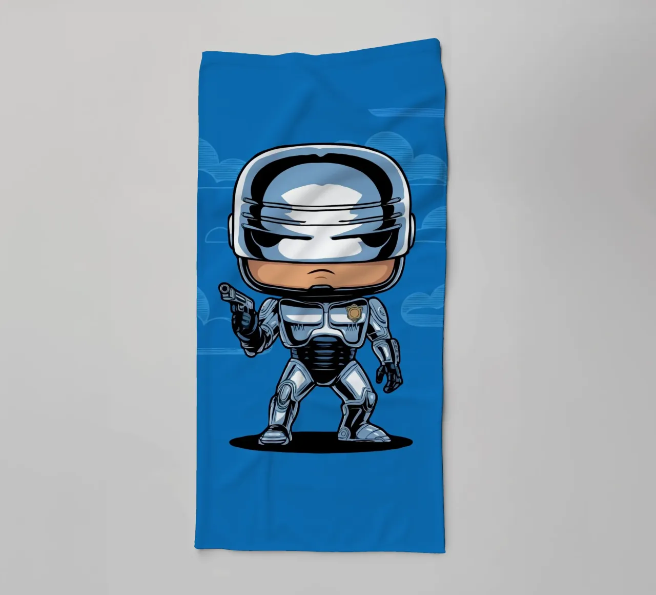 cartoonish character in metallic armor asciugamano da bagno da ramosashop