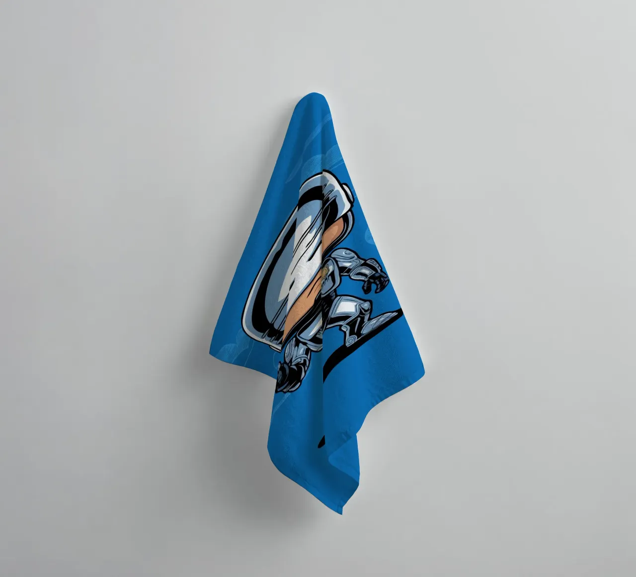 cartoonish character in metallic armor asciugamano da bagno da ramosashop