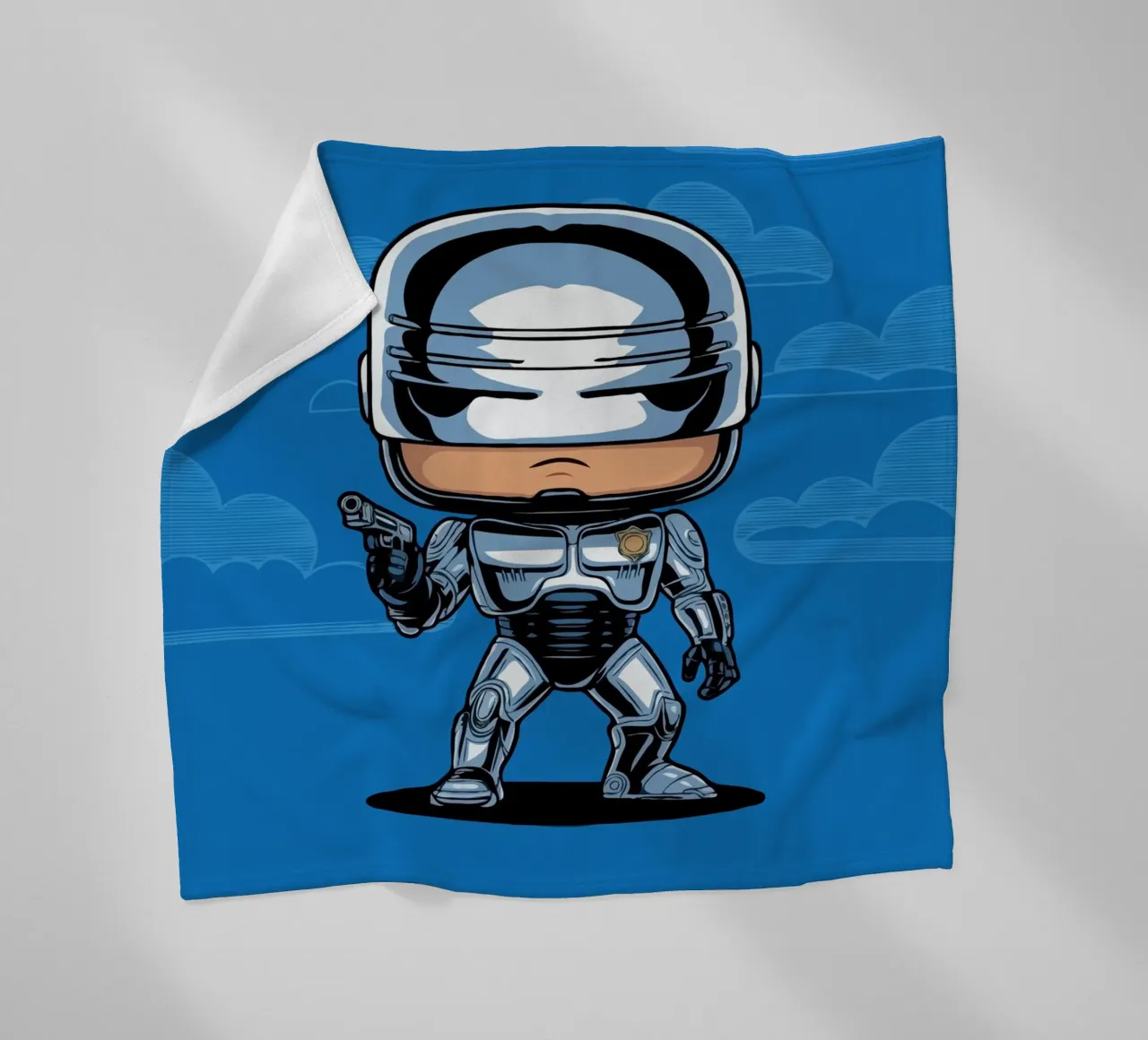 cartoonish character in metallic armor coperta in pile da ramosashop