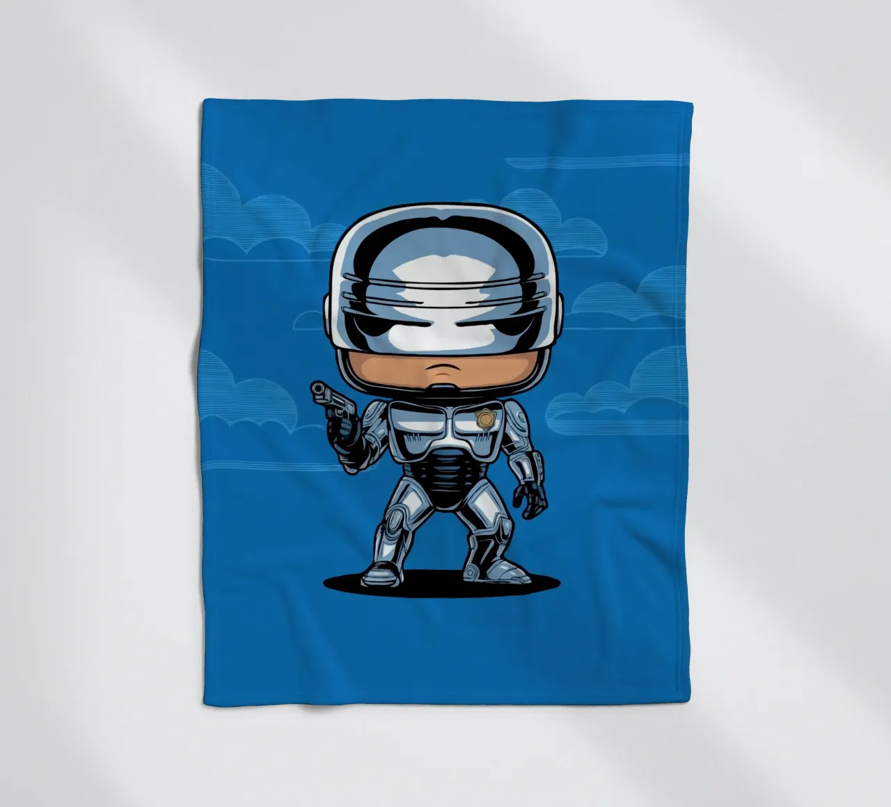 cartoonish character in metallic armor coperta in pile da ramosashop