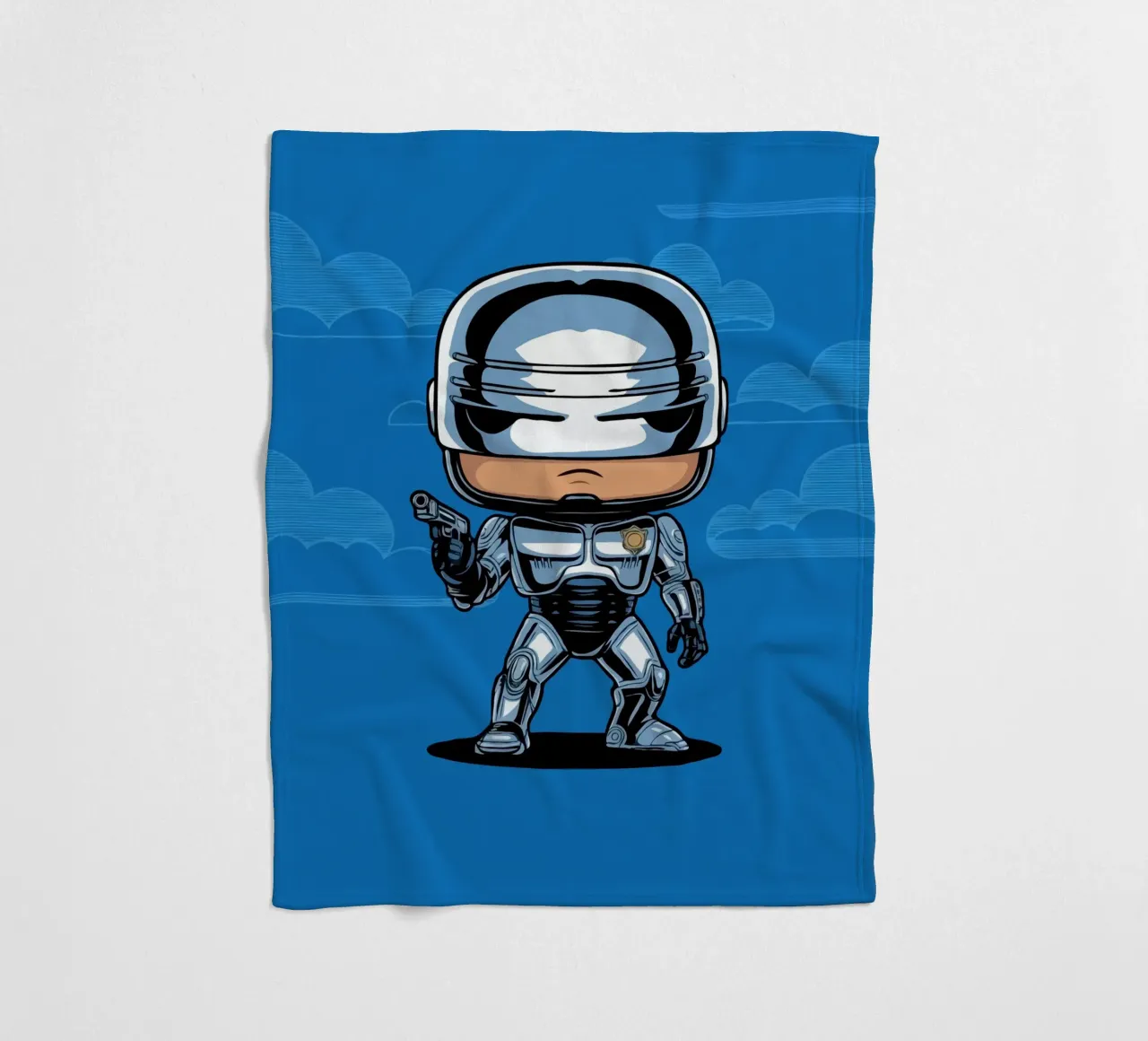 cartoonish character in metallic armor coperta in pile da ramosashop