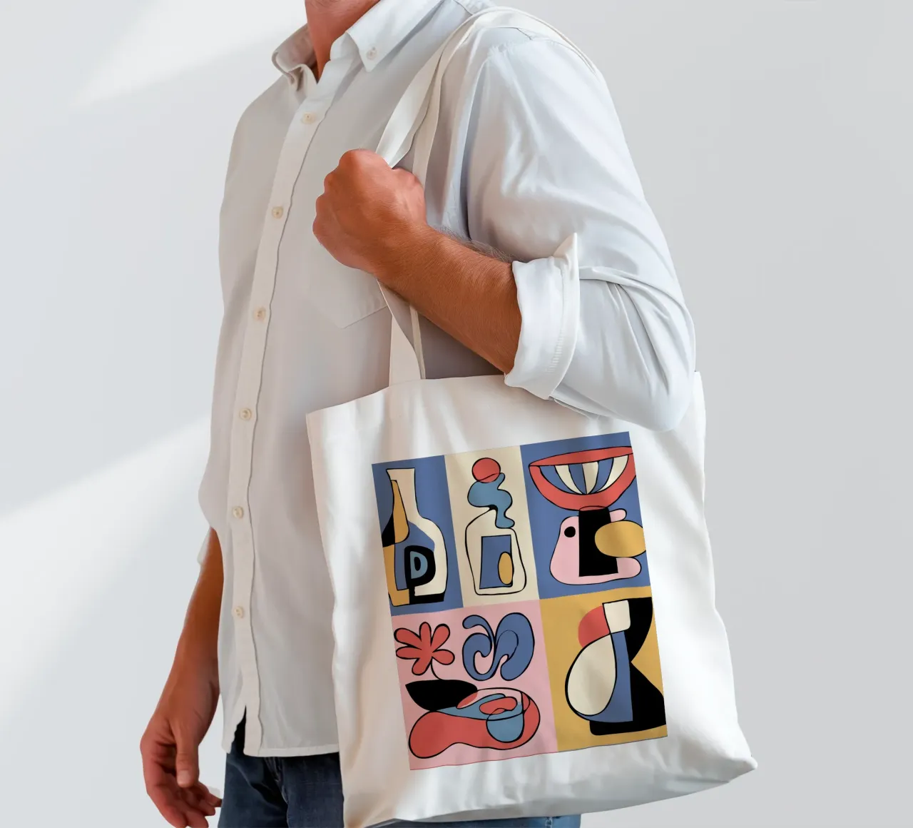 Bold abstract shapes borsa in juta da ramosashop