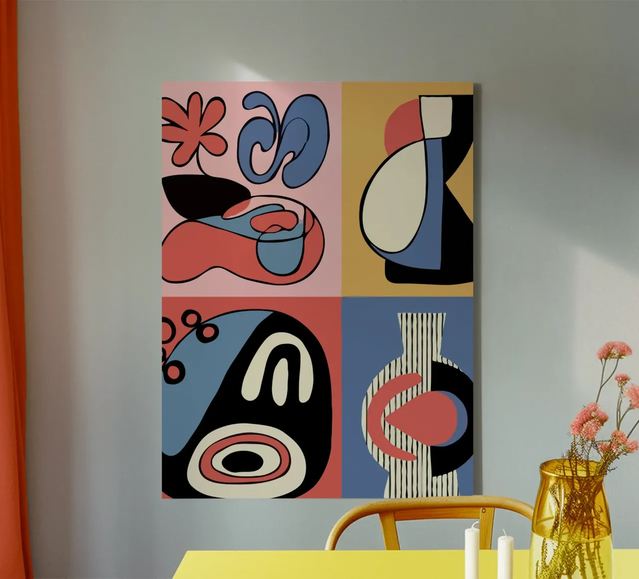 Vibrant abstract shapes and bold lienzo de ramosashop