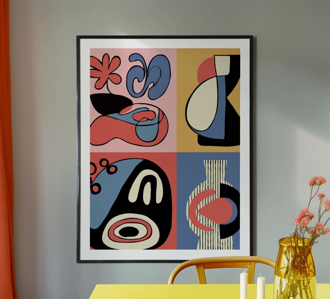 Vibrant abstract shapes and bold poster de ramosashop