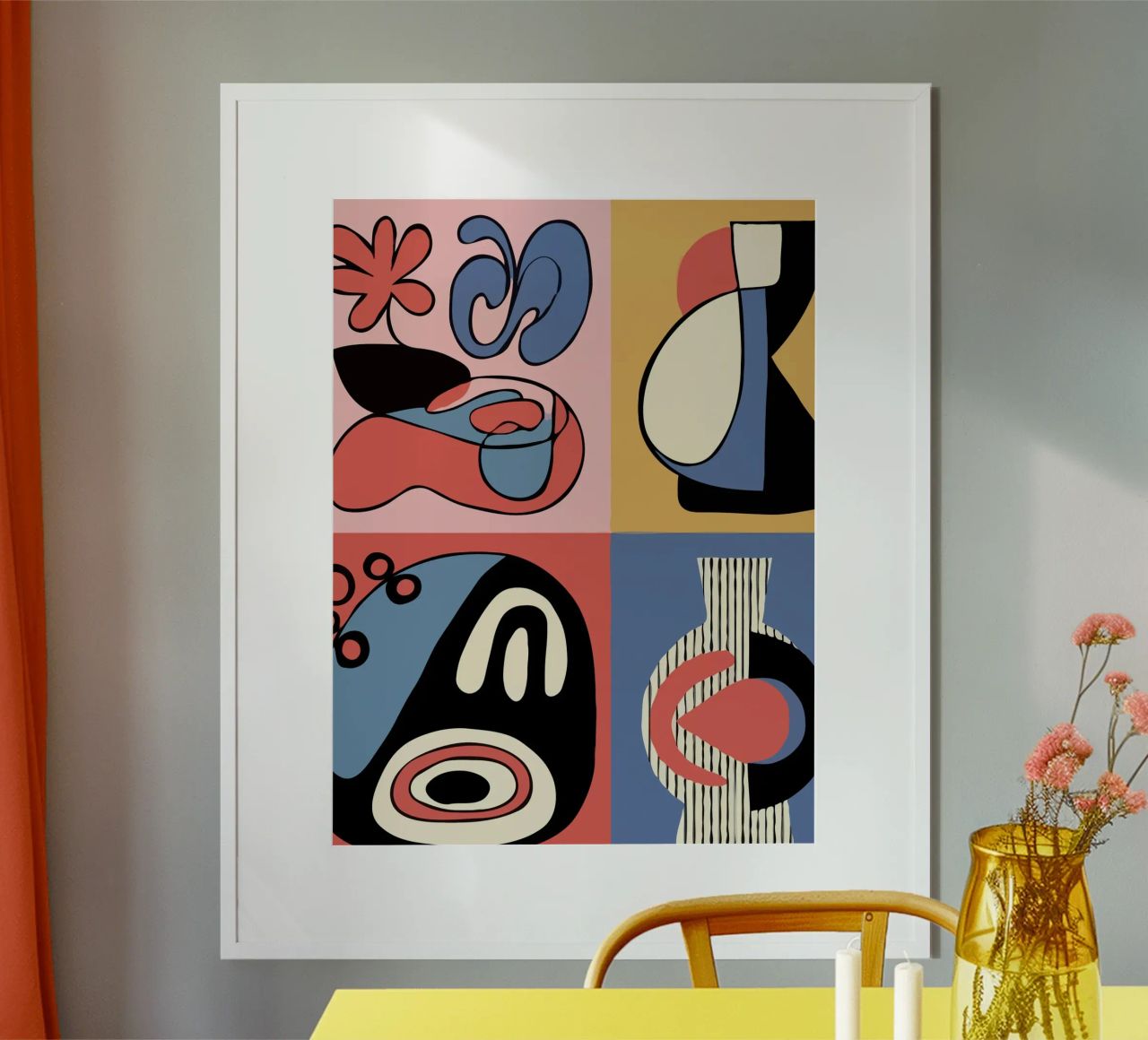 Vibrant abstract shapes and bold poster de ramosashop