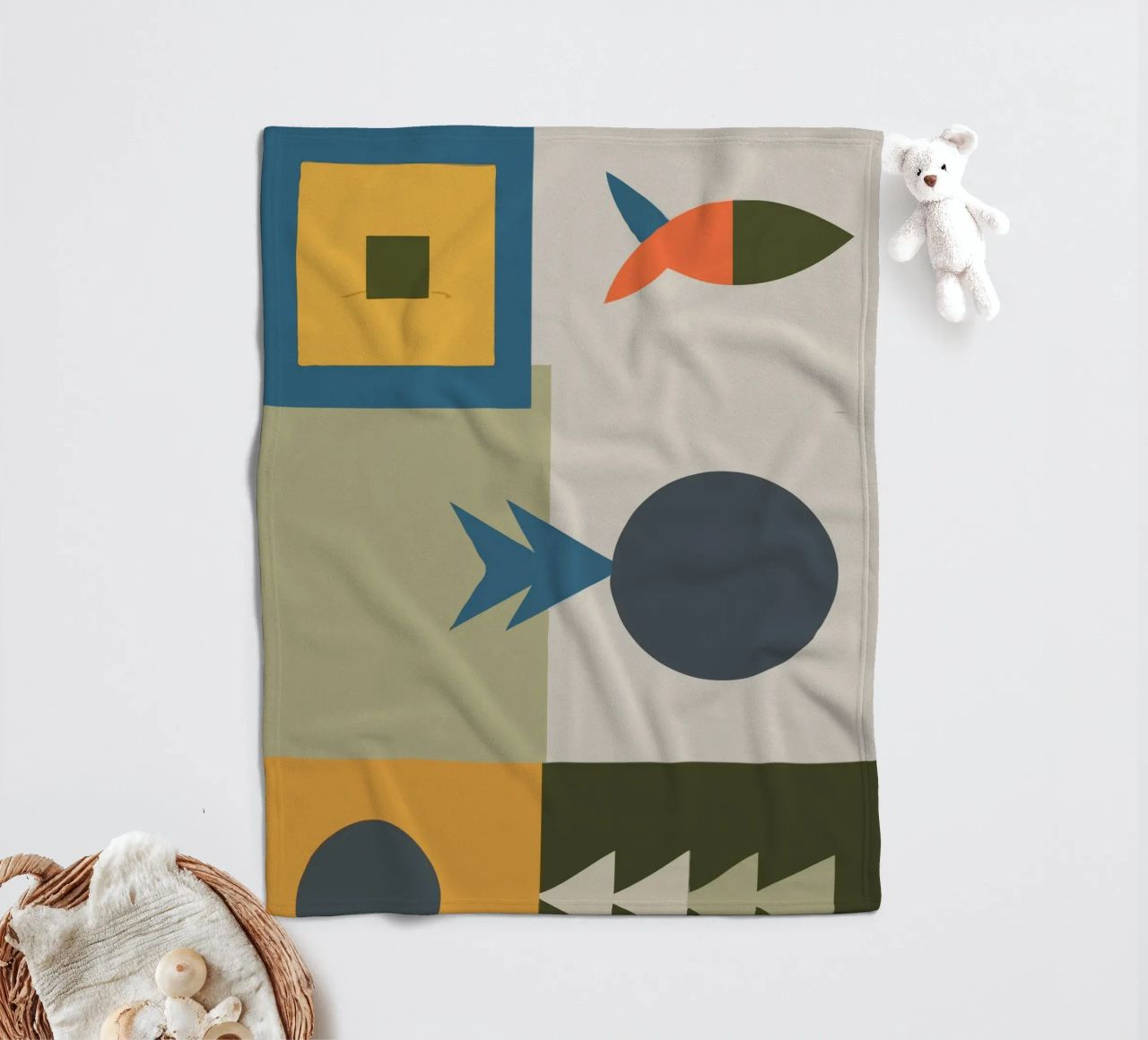 Geometric shapes in muted colors coperta in pile da ramosashop