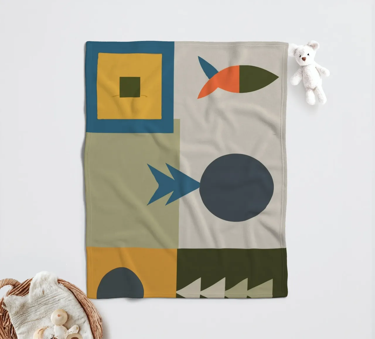 Geometric shapes in muted colors coperta in pile da ramosashop