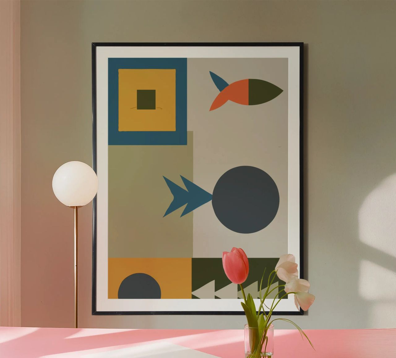 Geometric shapes in muted colors carta hahnemühle da ramosashop