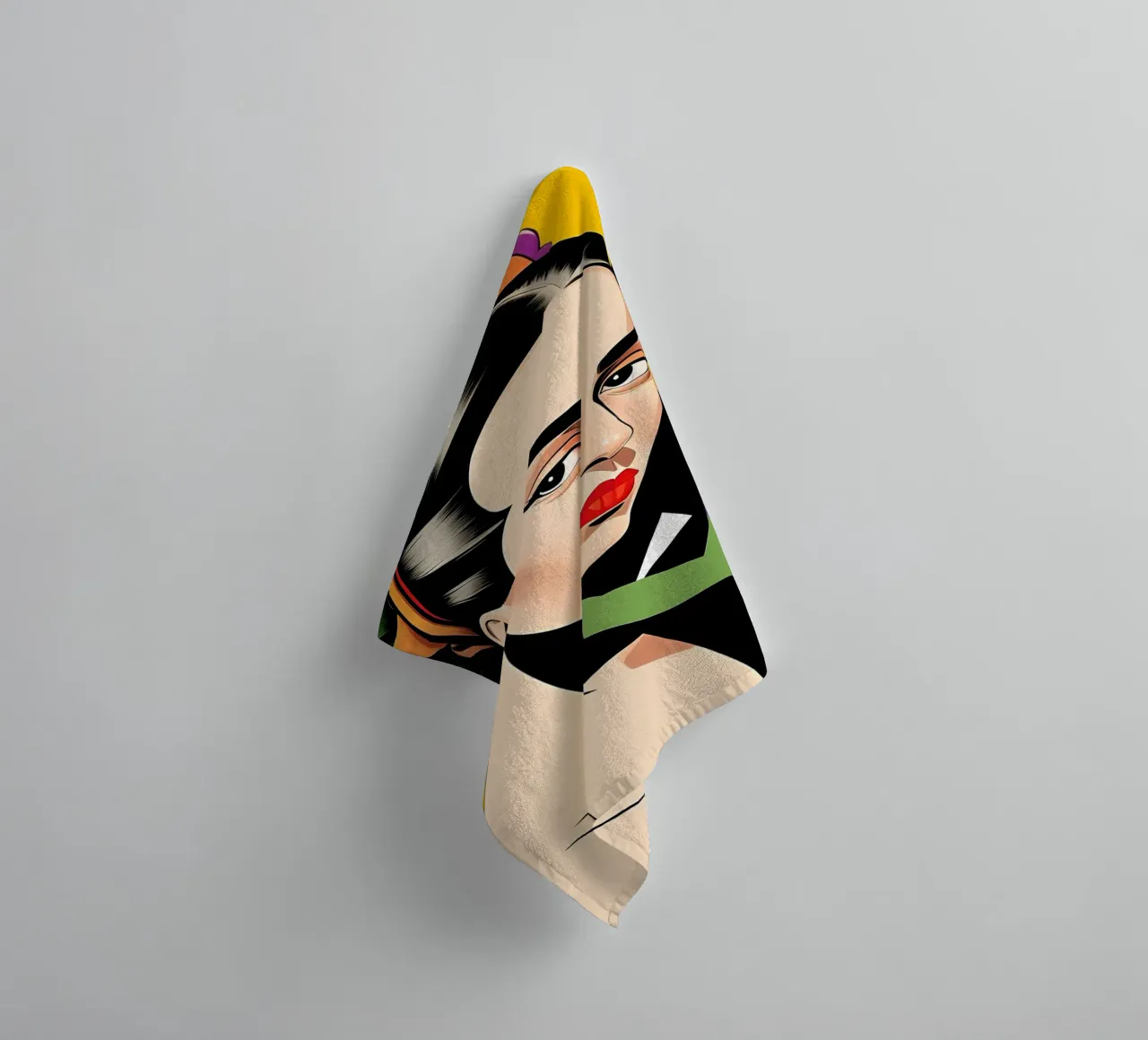 Frida Kahlo: geometrie colorate e retrò asciugamano da bagno da ART DECO