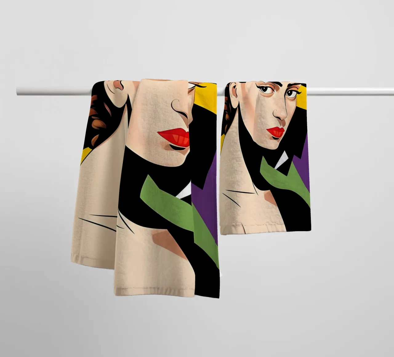 Frida Kahlo: geometrie colorate e retrò asciugamano da bagno da ART DECO