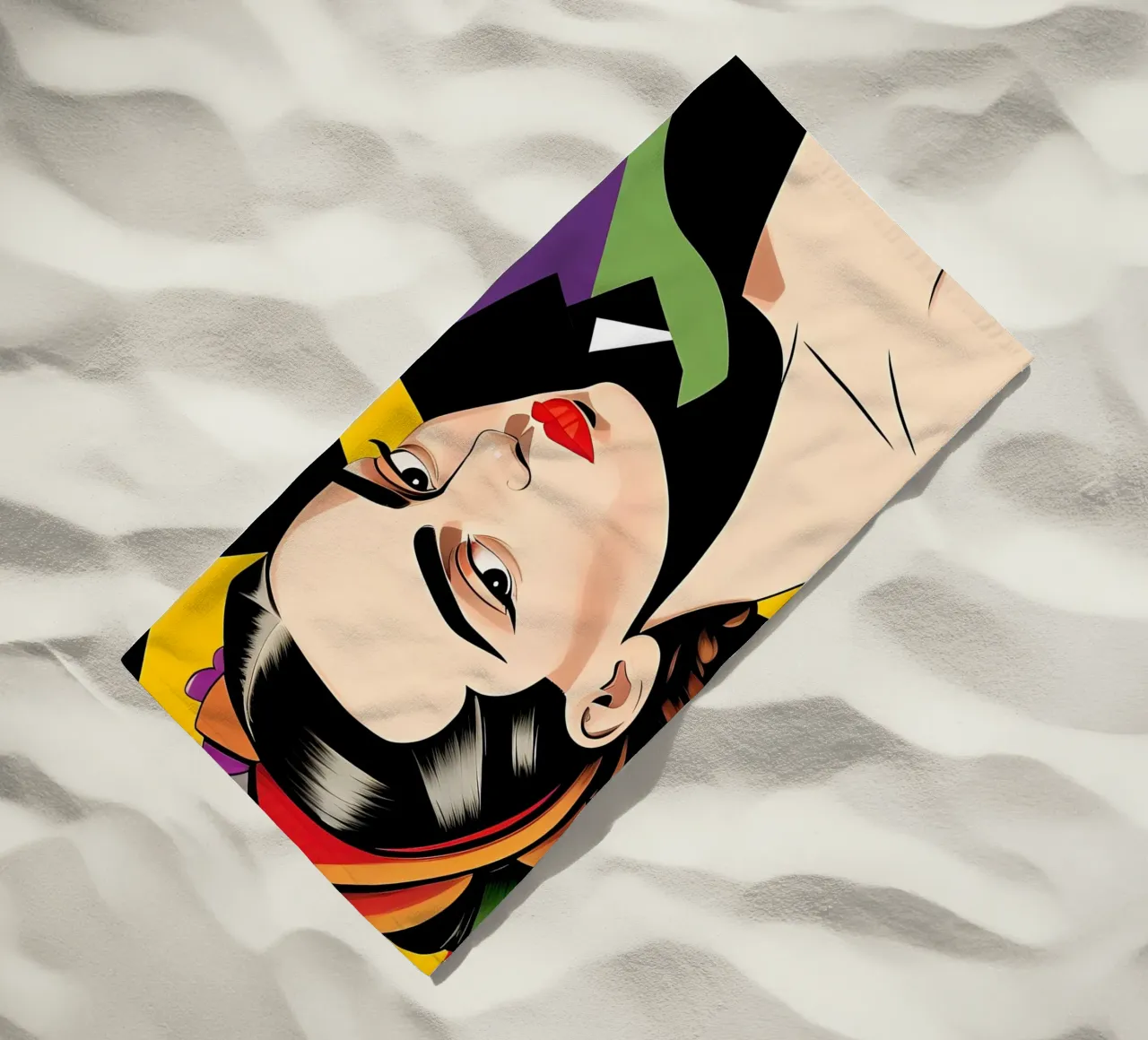 Frida Kahlo: geometrie colorate e retrò telo mare da ART DECO