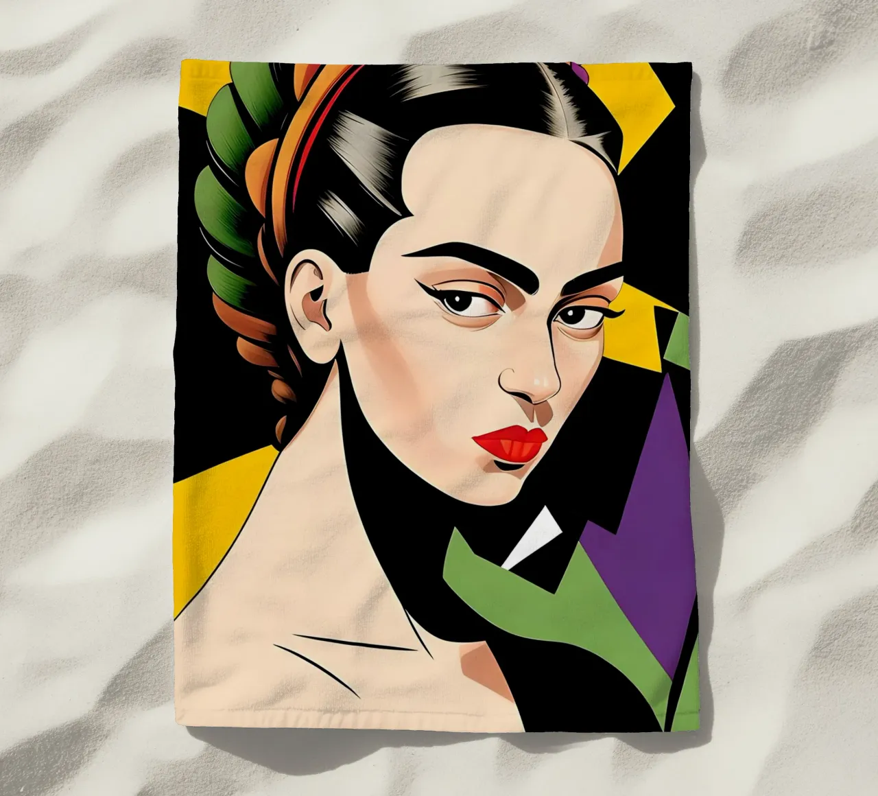 Frida Kahlo: geometrie colorate e retrò telo mare da ART DECO