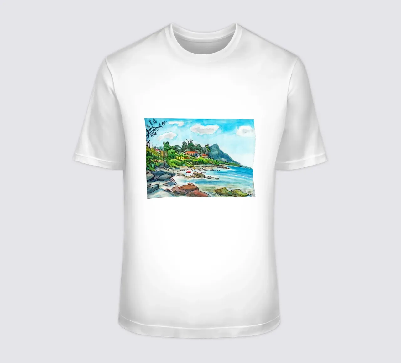 La spiaggia di Bravone in Corsica t-shirt da C.WILL