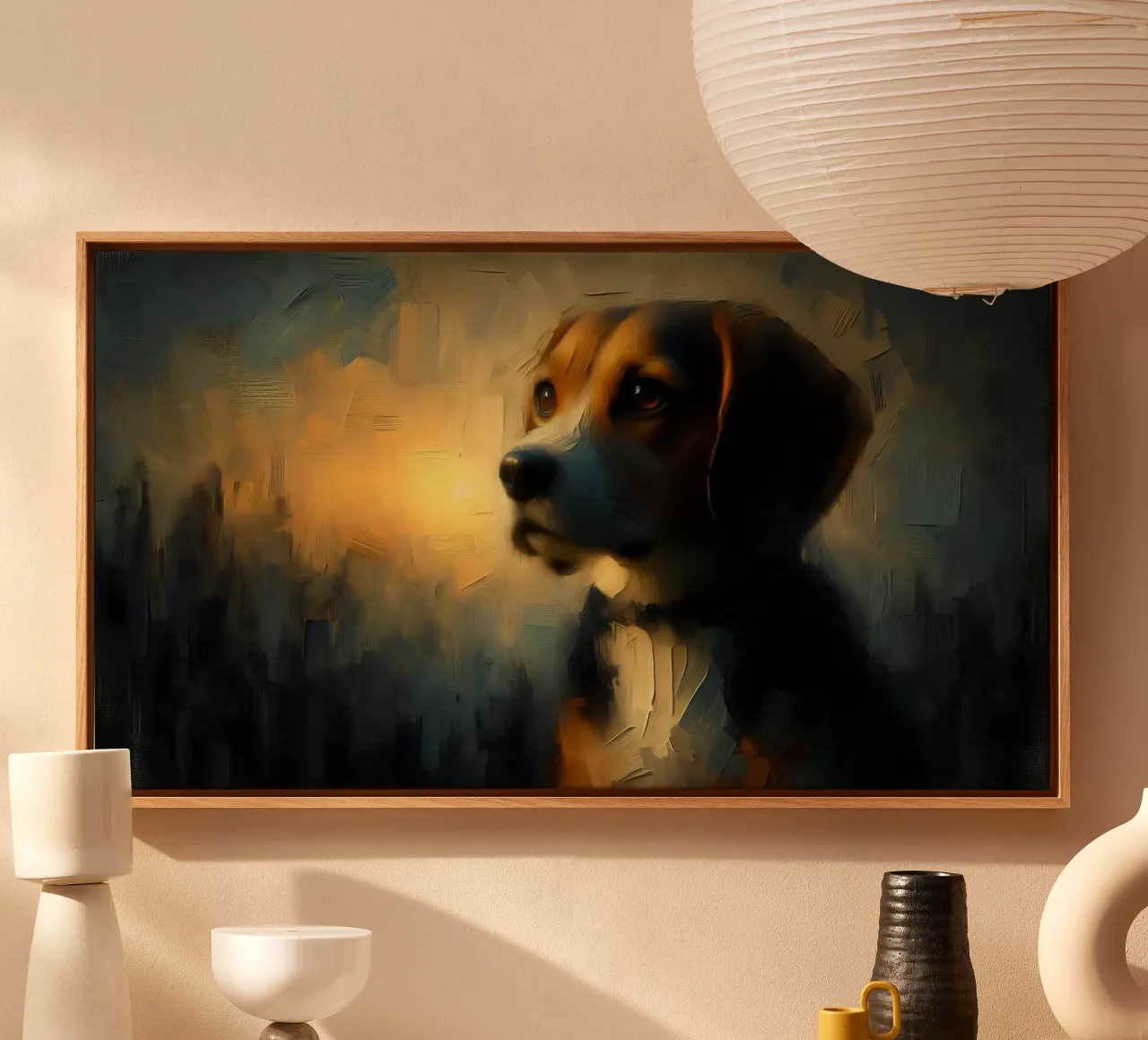 Beagle - Immagine animale tela con Cornice a cassetta da hunde-katzen-tiere