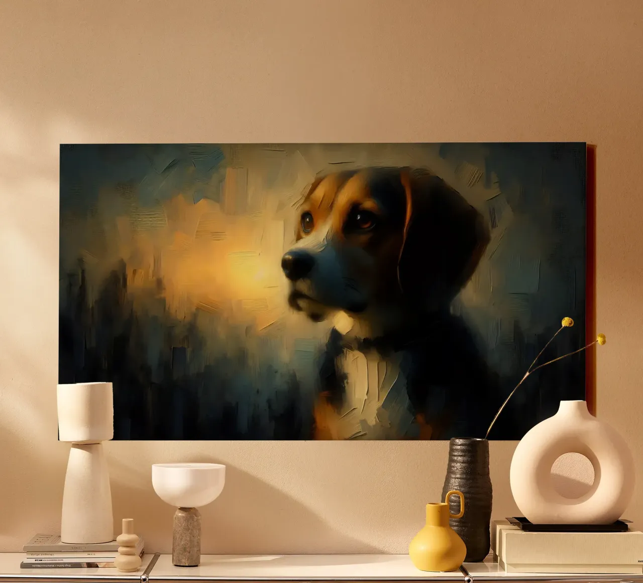Beagle - Immagine animale tela con Cornice a cassetta da hunde-katzen-tiere