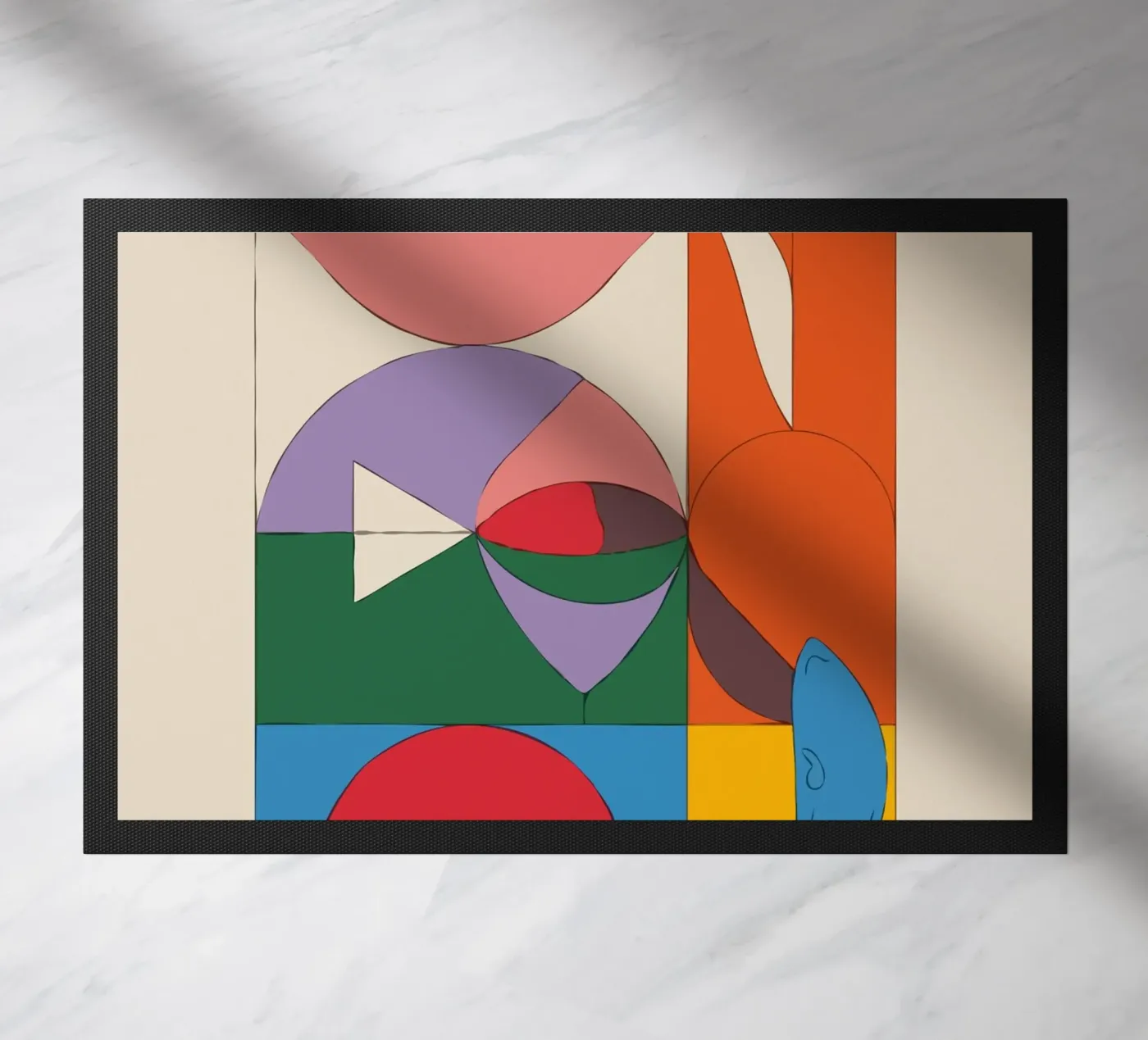 composition featuring bold geometric doormat by ramosashop