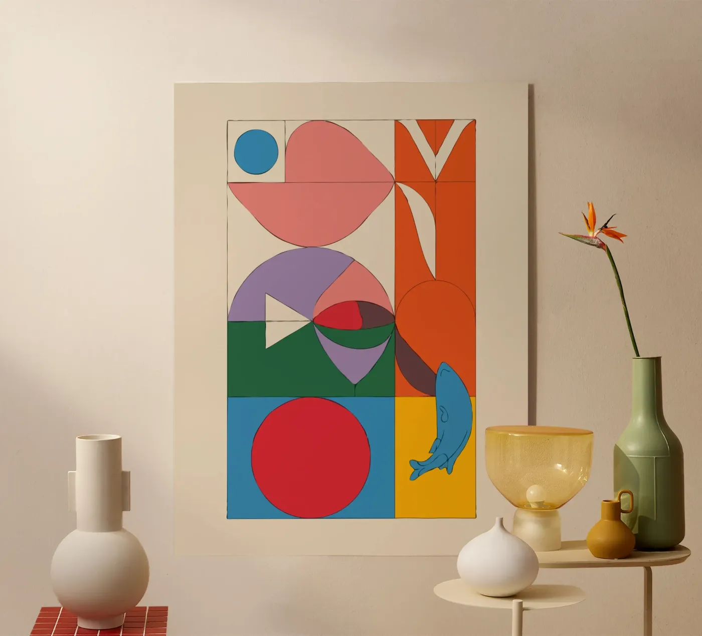 composition featuring bold geometric plexiglass da ramosashop