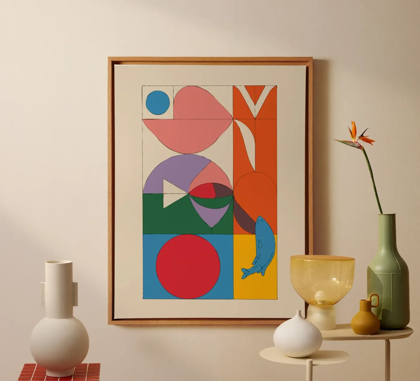 composition featuring bold geometric canvas van ramosashop