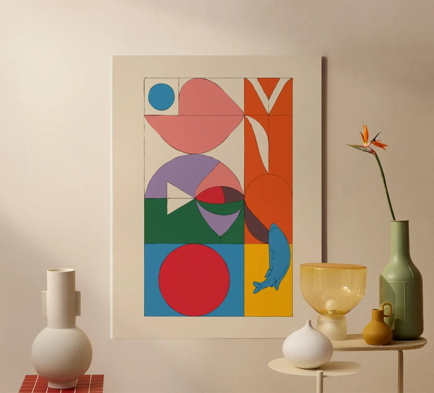 composition featuring bold geometric canvas van ramosashop