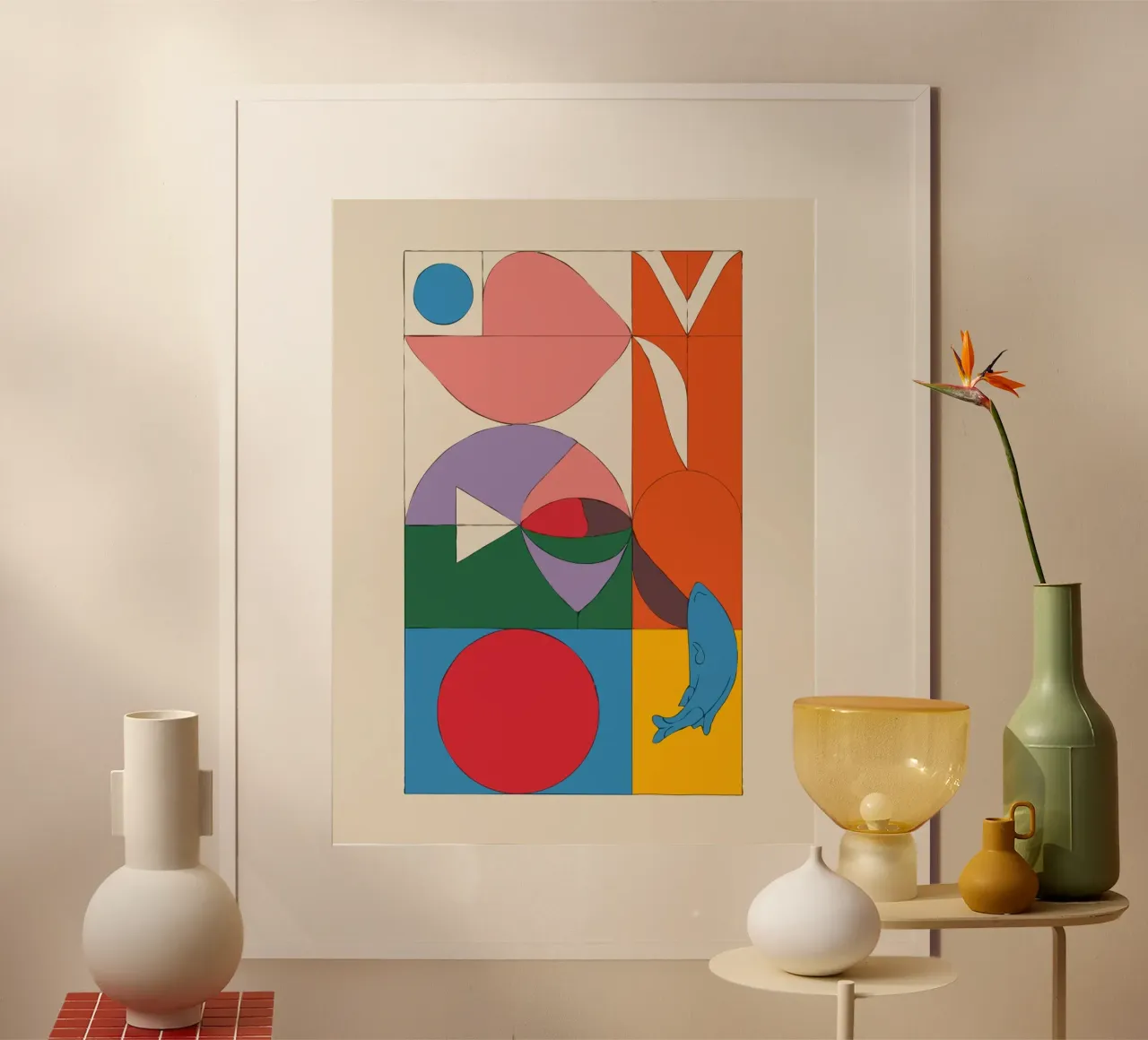 composition featuring bold geometric poster da ramosashop