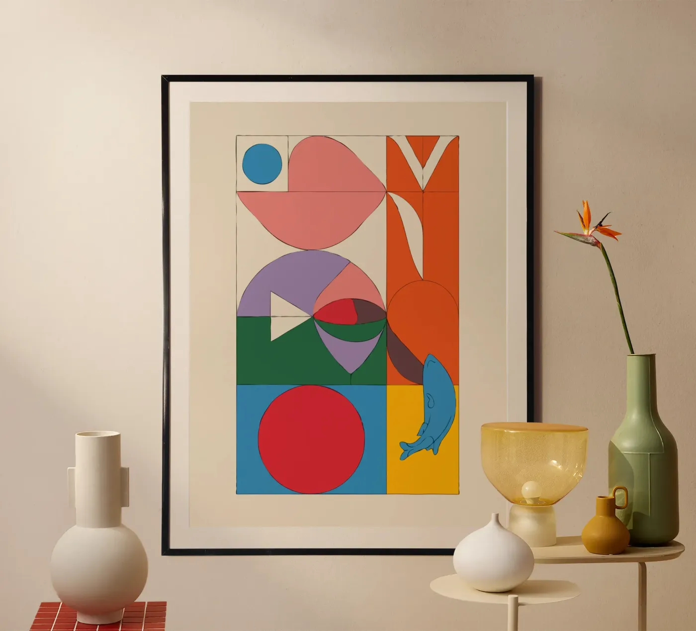 composition featuring bold geometric poster da ramosashop