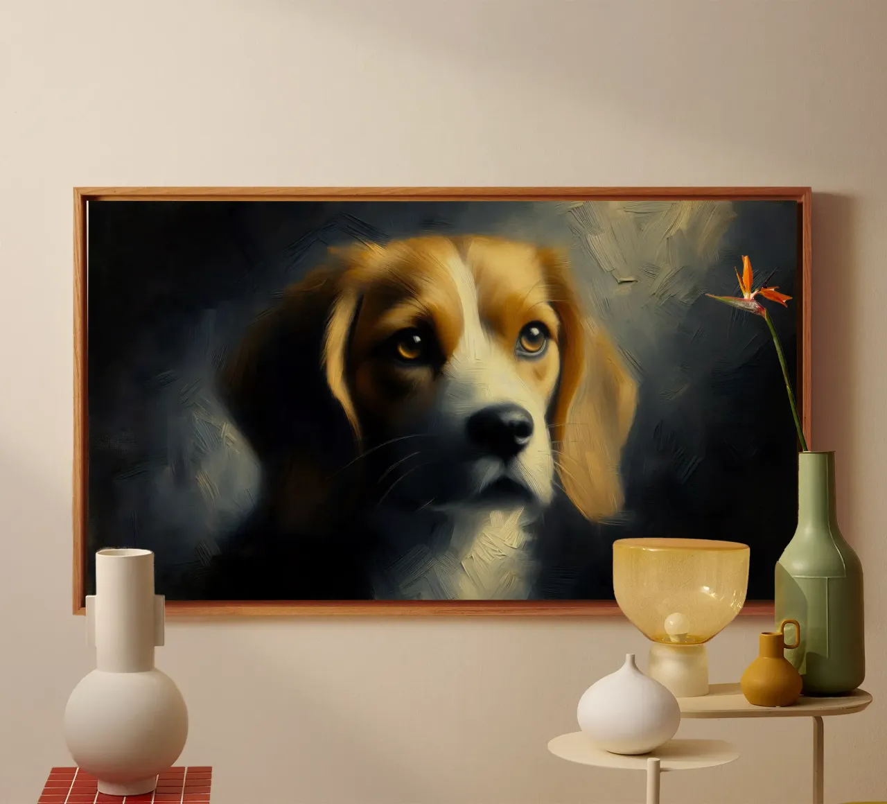 Beagle - Immagine animale tela con Cornice a cassetta da hunde-katzen-tiere