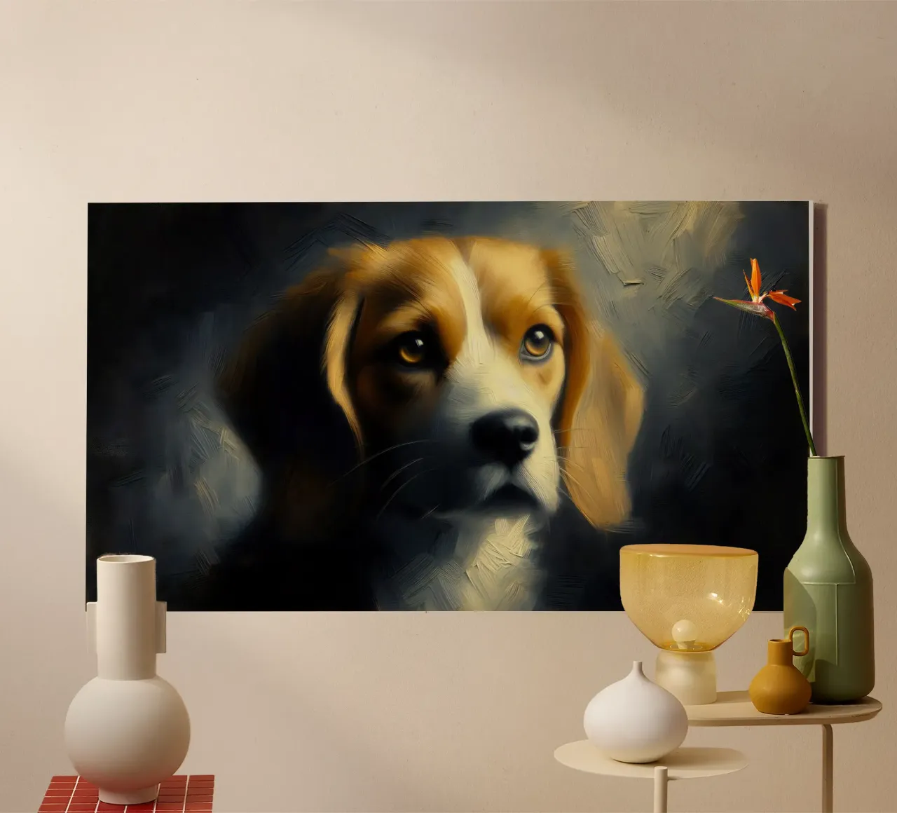 Beagle - Immagine animale tela con Cornice a cassetta da hunde-katzen-tiere