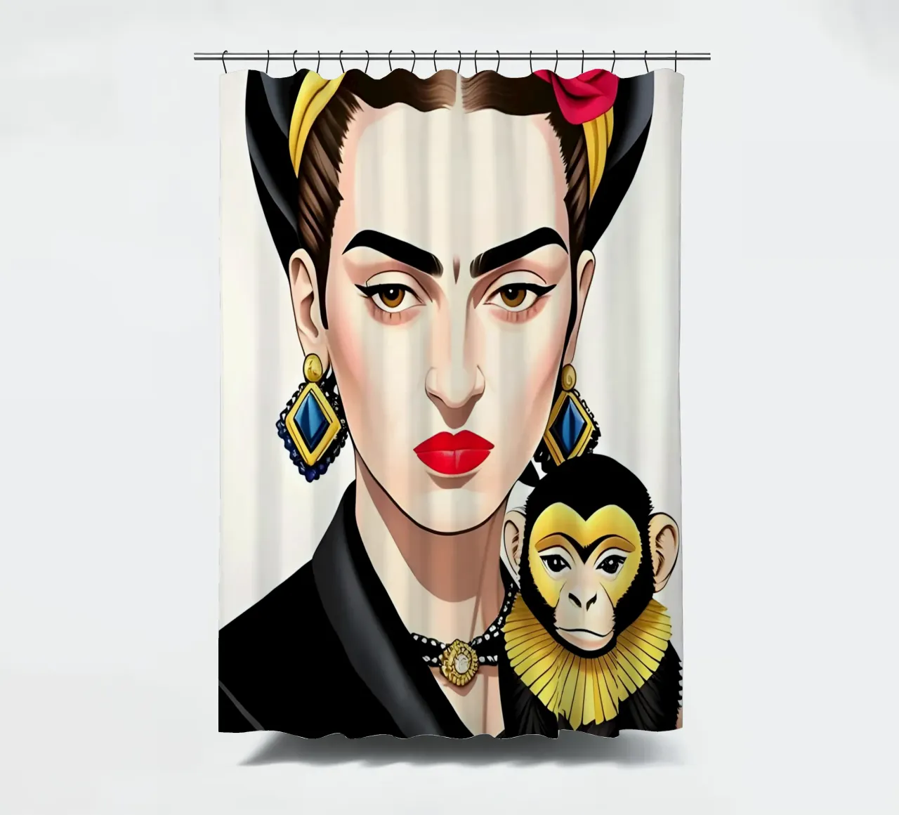 FRIDA KAHLO CON IN BRACCIO UNA SCIMMIA tenda da doccia da ART DECO