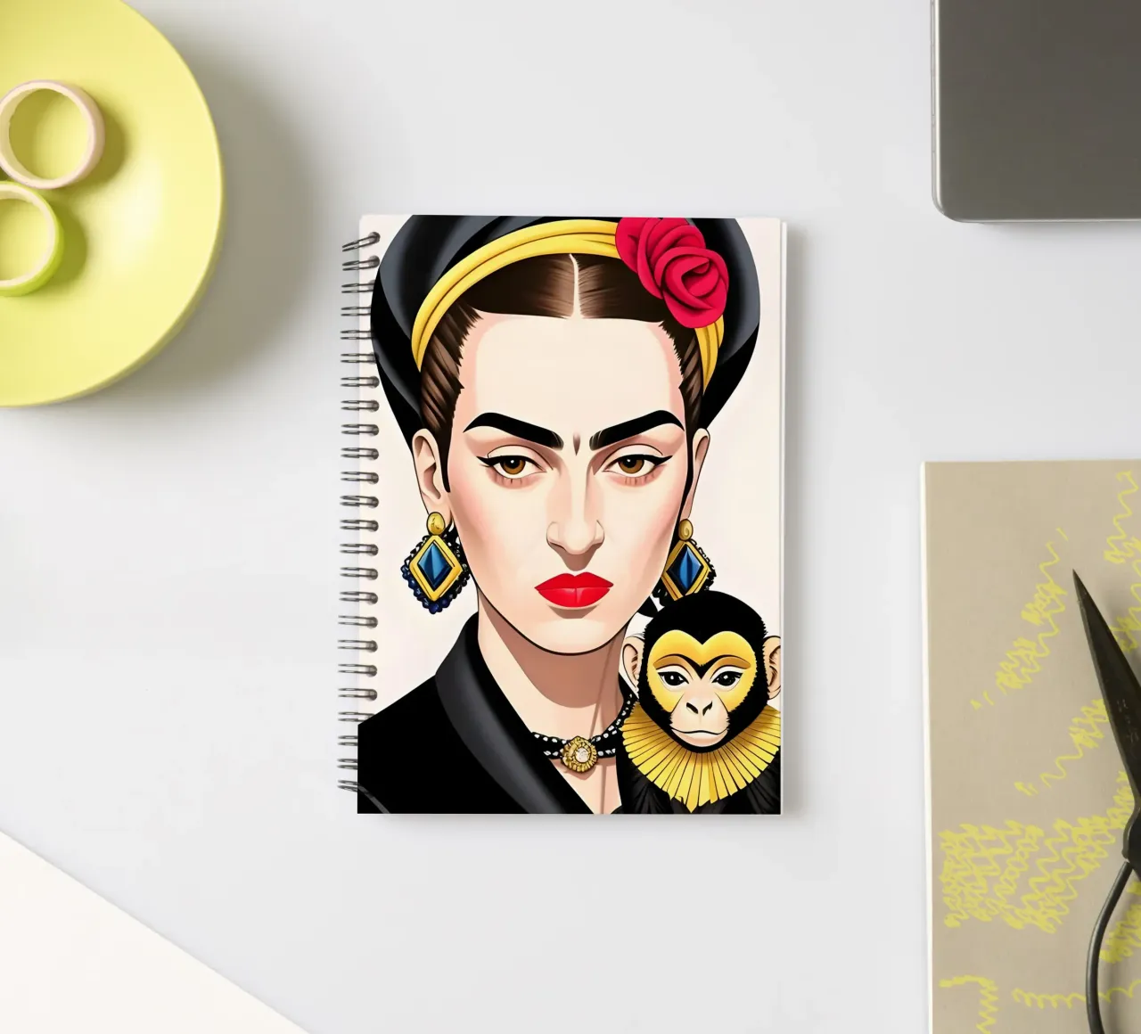 FRIDA KAHLO TENANT UN SINGE carnet à spirale de ART DECO