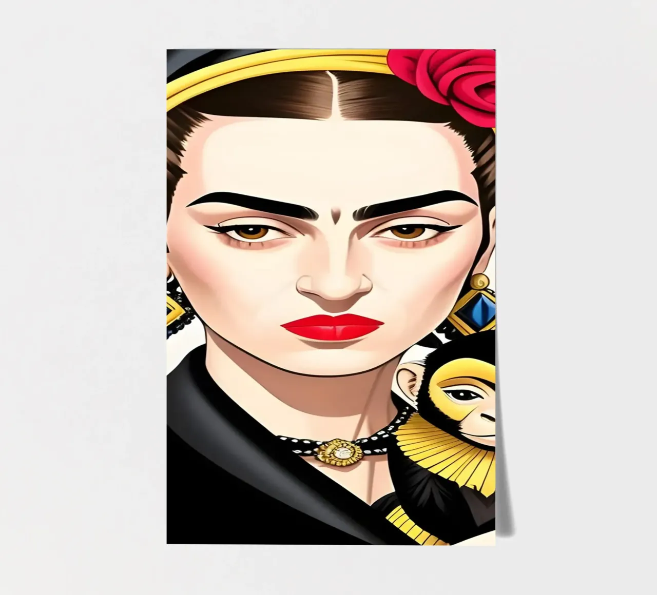 FRIDA KAHLO CON IN BRACCIO UNA SCIMMIA foglio adesivo da ART DECO