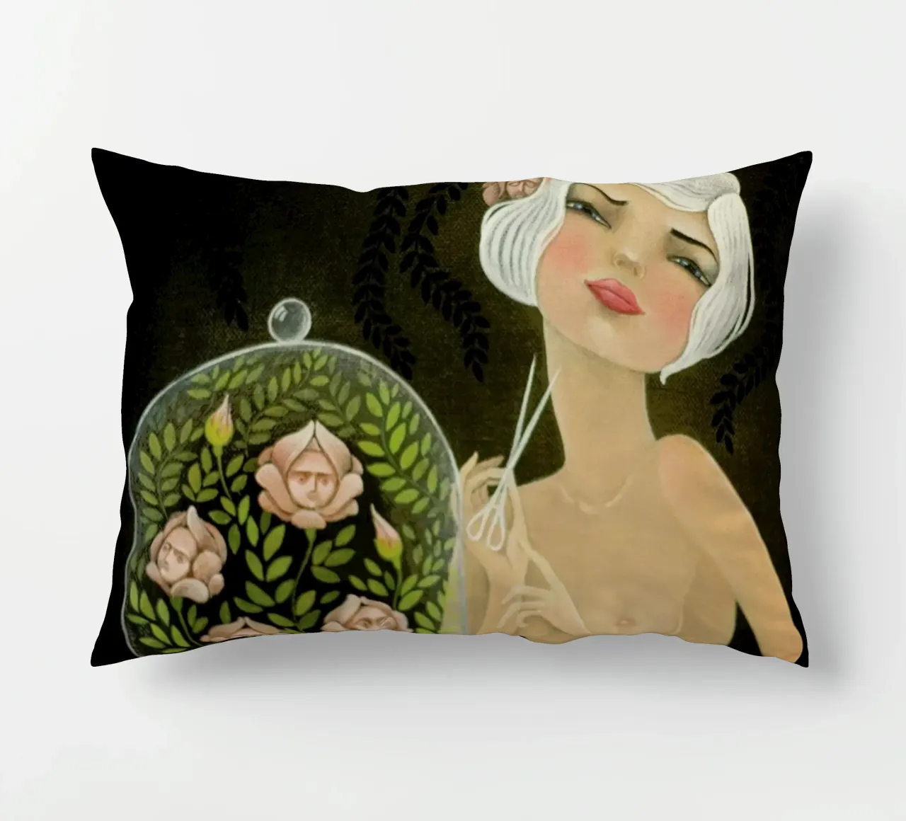 Roses decorative cushion by Lesja Chernish
