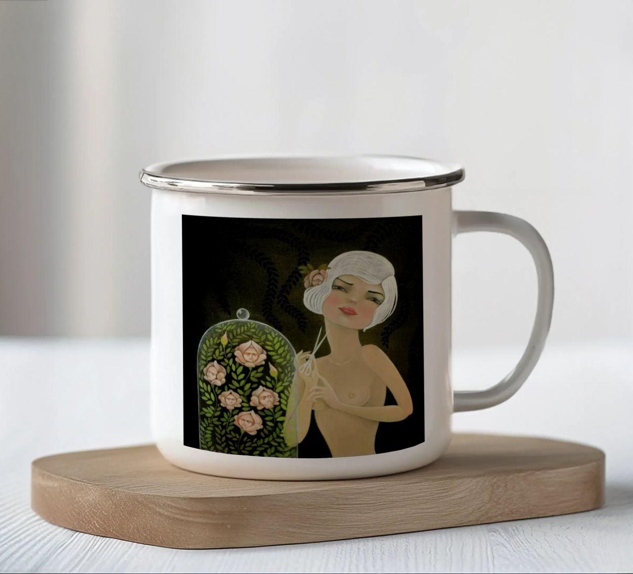 Roses tazza in smalto da Lesja Chernish