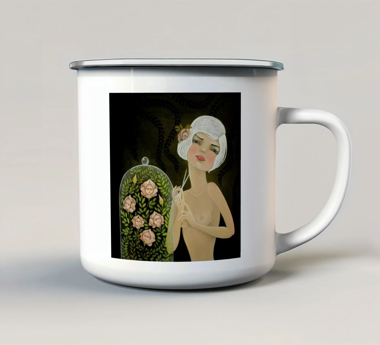 Roses tazza in smalto da Lesja Chernish